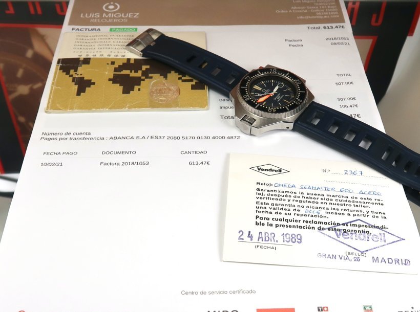 First series Omega Ploprof with original papers + service papers