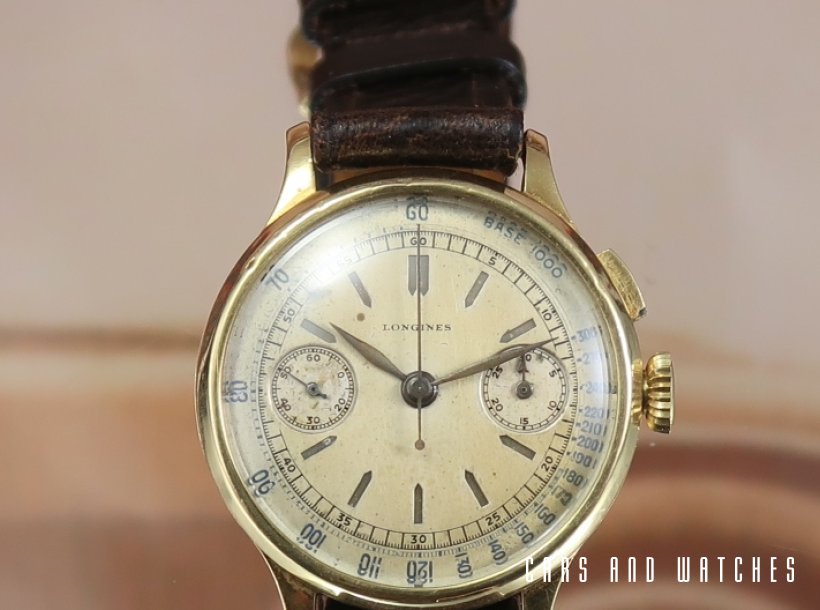Ultra rare 18K Longines Cal 13 Chronograph with sandwich dial