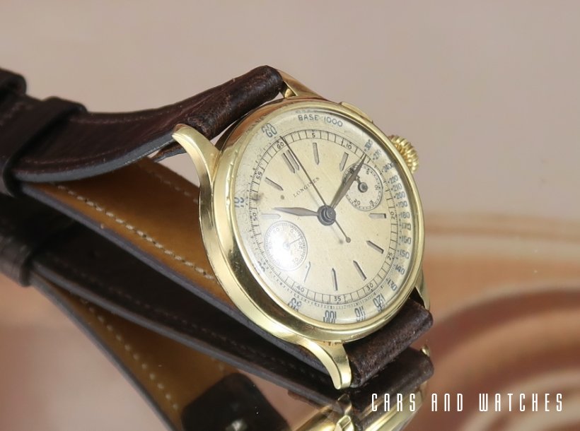 Ultra rare 18K Longines Cal 13 Chronograph with sandwich dial