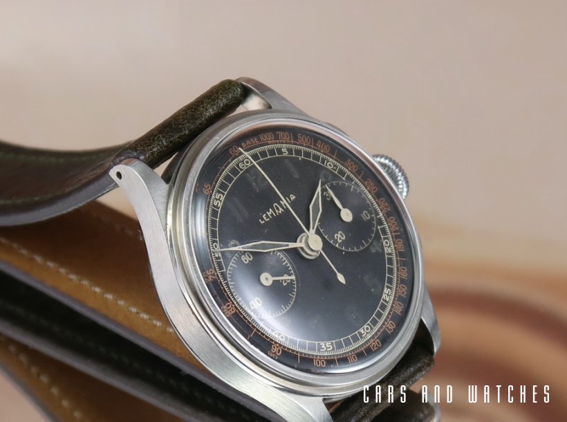 Lemania 28,9 black dial Chronograph from the 40's