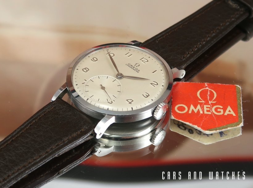 Mint/NOS Omega Chronometer 2366 in steel with tag & rare dial