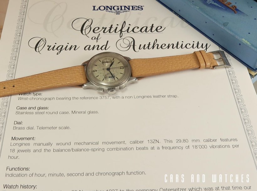 Super rare large steel Longines 13ZN with Sandwich dial from 1937